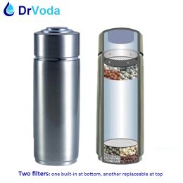 Purifiers Ph 9.5 Two Layers 304 Stainless Nano Energy Portable Alkaline Water Bottle Flask Antioxidant Orp Water Philtre Ioniser