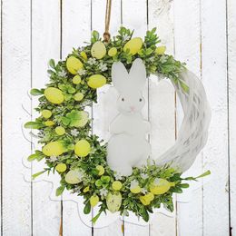 Decorative Flowers 2D Acrylic Easter Wreath Decoration Hanging Sign Home Props Holiday Gifts 2024