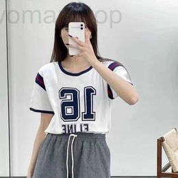 Women's T-Shirt Designer Nanyou High end Wear 2024 Summer Western Style New CE Home Number 16 Letter Printed Short sleeved T-shirt Round Neck Collision YHDO