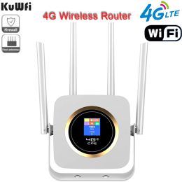 Routers KuWFi 300Mbps 4G Wireless Router LTE WiFi Router 4G Modem High Speed Mobile Wifi Hotspot With Sim Card Builtin 3000mAh Batter