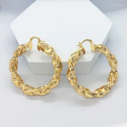 Hoop Earrings Chunky For Women Gold Plated Copper Oversized Twisted Hoops Wedding Engagement Jewellery