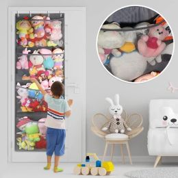 Bags New Stuffed Storage Bag Over The Door Stuff Animals Organiser Hanging Mesh Bags 4 Large Pockets for Baby Plush Toys Kids Storage