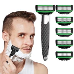 Shavers Men's Shaver 7layer Blade Sharp and Scratch, Washable Shaver For Men Shaving With Replacebale Manual Razor Blades