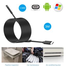 Cameras 8mm 5.5mm 7mm Len Android HD USB Endoscope Camera Type C Inspection Hard Tube Camera PC Android for Huawei Phones Borescope