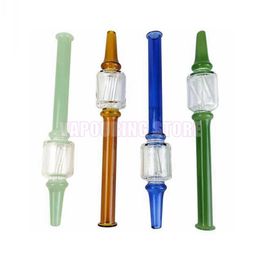 Colorful Glass Pipes Filter Diffuser Handpipes Cigarette Holder Dabber Tips Portable Waterpipe Smoking Oil Rigs Straw Hand Tube Mouthpiece DHL