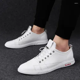Casual Shoes Classic White Sneakers Men Leather Male Lace-Up Black Flat Boots Fashion Shallow Footwear Plus Size 47