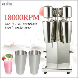 Blenders Xeoleo Milkshake machine Stainless Steel Milk Shake Machine Double Head Drink mixer Make Milks Foam/Milkshake Bubble Tea Machine