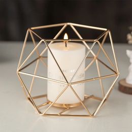 Geometric Candle Holder Vintage Metal Tea Light for Home Table Decoration Party Wedding Living Room Christmas Decor 240410