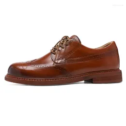 Dress Shoes British Vintage Leather Derby Cowhide Oversize 35-50 Handmade Casual Men Round-toe Brogue Business Formal Shoe