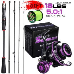 Accessories Sougayilang Fishing Rod Combo 1.8/2.1m Carbon Fibre Spinning Rod and 5.0:1 Speed Gear Ratio Max Drag 8kg Carp Fishing Reel