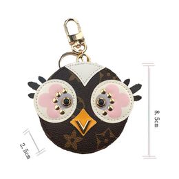 Key Rings 2023 Cute Owl Keychain Designer Animal Fur Chick Car Necklace Charm Leather Coin Card Bag Holder I Wallet Pendant Without Dr Ot86W