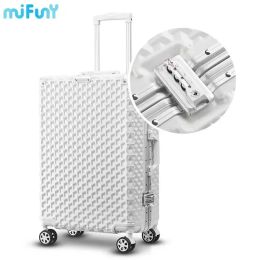 Carry-Ons MIFUNY 3D Aluminium Rolling Luggage Frame Trolley Suitcase Trolley Luggage Case Suitcase with Wheels Business Carry on Luggage