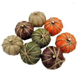 Decorative Flowers Mini Artificial 8 Pcs Linen Pumpkin Decor Simulation Colourful Ghost Festival Halloween Party Thanksgiving Day