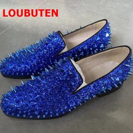 Casual Shoes Glitter Men Shining Spiked Loafers Mens Sequin Slip On Dress Luxury Party And Wedding