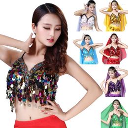 Women's Blouses Women Bra Top Sequin Tassel Neck Backless Sleeveless Belly Dance Boho Festival Blouse Clubbing Tribal Performance Exotic