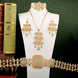 Sets Herseygold Zinc Alloy Gold Plated Moroccan Caftan Wedding Jewellery Set Middle East Arabic Bridal Accessories Mother Day Gift