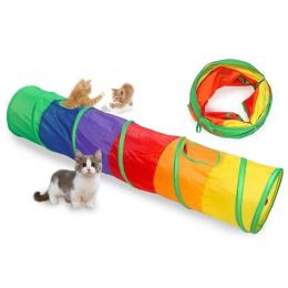 Toys Rainbow Cat Tunnel Pet Tube Collapsible Play Toy Indoor Outdoor Kitty Puppy Toys for Puzzle Exercising Hiding Training