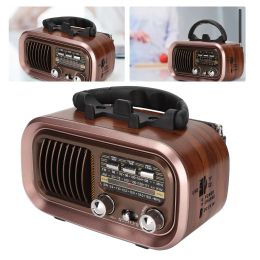 Radio Portable Bluetooth Vintage Radio Speaker Multifunction AM FM Radio with External Antenna for Indoor Outdoor