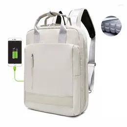 School Bags Waterproof Stylish Laptop Backpack Women 13.3 14 15.6 Inch Korean Fashion Oxford USB College Bag Female Mochila