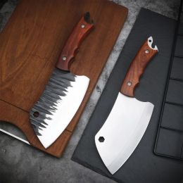 Accessories Forged Meat Cleaver Knife Stainless Steel Butcher Boning Kitchen Chef Knife Fishing Camping BBQ Fruit Portable Knife with Cover