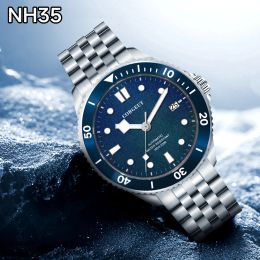 Kits Corgeut Diver Mens Watch NH35A Automatic Mechanical Wrist Green watch Men 41mm Sapphire Glass Date Luminous 10BARS Ceramic reloj