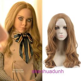 HD Body Wave Hight Loce Front Human Hair Wigs для женщин Новый M3gan/Megan Cos Wig У женского лидерства в фильме длинные вьющиеся волосы и такая же косплейная обложка для головы