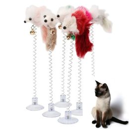 Cartoon Pet Cat Toy Stick Feather Rod Mouse with Mini Bell Catcher Teaser Interactive Kitten 240410