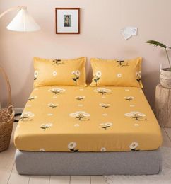 Sheets & Sets Bed Cover 3pcs 100% Polyester Yellow Sheet Case Mattress Four Corners With Elastic Band Set9917244