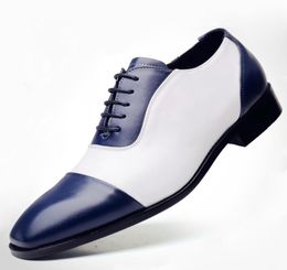 New Captoe Wingtip Oxford PU Leather Men Dress Shoes Plus Size 3848 Men Shoes White Blue Black Brogue Men Flats Loafers1840781