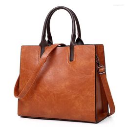 Evening Bags For Women 2024 Leather Handbags Large Capacity Retro Vintage Top-Handbag Solid Sac Shoulder Bag Bolsa Feminina