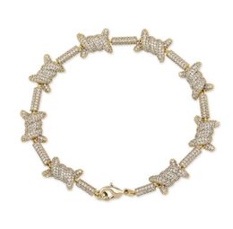 style European Wire Bracelet Personality Cuban Chain 18K Gold Full Zircon Jewelry Bracelet Jewelry9632599