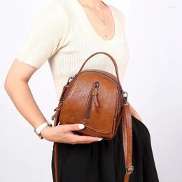 Shoulder Bags Forest Bucket Handbag Small Tote Bag Early Summer Retro Soft Leather Female 2024 Single Room Messenger