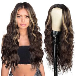 Wigs for European and American Women's Front Lace Wigs, Small Lace Highlights, Long Curly Hair, Chemical Fibre Headbands, Foreign Trade Wigs