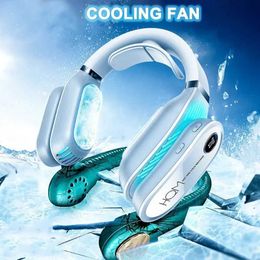 Portable Air Coolers New Mini Neck Fan C-type Portable Air Conditioning Bladeless Wearable Neck Fan with Heating and Cooling System Y240422