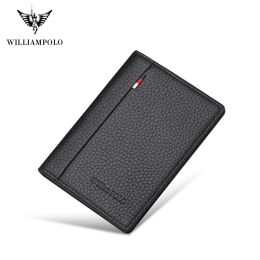 Wallets Williampolo Genuine Leather Men's Wallet Slim Card Holder Bifold Trifold Mini Multi Card Case Slots Cowhide Leather Ultrathin