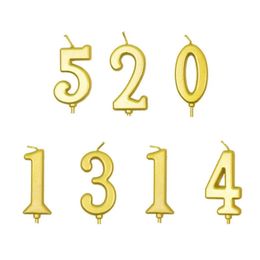 Number Cake Birthday Gilded Pattern Candle Paraffin Golden Children Anniversary Party Decoration with PVC Box