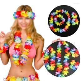 Decorative Flowers 4pcs Hawaiian Flower Leis Garland Necklace Fancy Dress Pool Party Hawaii Beach Fun DIY Luau Supplies Selling