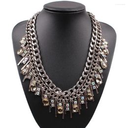 Necklace Earrings Set Design Crystal Fashion Costume Chunky Statement Chain Choker Bib For Women