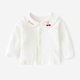 T-shirts Kids White Collar Shirts And Blouses For Girl Boys Cotton Top Cardigan Long Sleeve Childre Clothes For Spring Autum