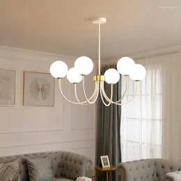Chandeliers Modern White Glass Lghts Living Room Hanging Light Fixtures Drop Bedroom Dining Lamp Black Gold Metal