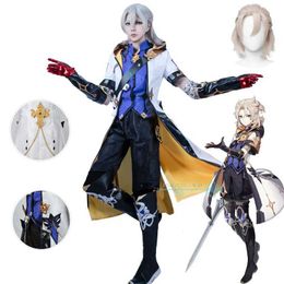 Anime Costumes Game Genshinimpact Albedo Cosplay Come Handsome Cos Outfits Hallown Party Game Cosplay Suits Wig Anime Role Play Y240422