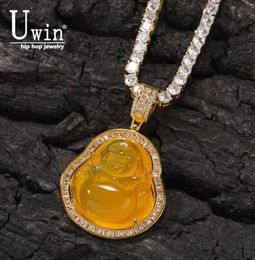 Uwin Blue Buddha Pendant With Baguette AAA Cubic Zircon Hiphop Necklace Tennis Chain Hip Hop Punk Jewellery CX200721166B2184095