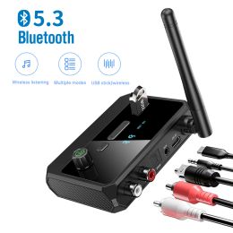 Adapter New Bluetooth 5.3 Audio Receiver Wireless Audio Adapter With AUX 3.5mm RCA Optical Jack Support Udisk for TV PC Speakers Car