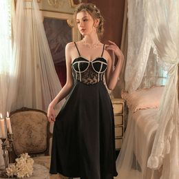 Summer New Hanging Strap Hollow Perspective French Pure Desire Sexy Women's Nightwear Sleepwear Comfortable Home Fury