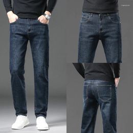 Men's Jeans Men High Waist Stretch Straight Leg Male Streetwear Luxury Design Denim Pants Baggy Slim Fit Business Trousers