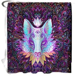 Shower Curtains Head With Third Eye Curtain Purple And Black Trippy Holographic Art Home Accessories