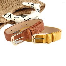 Belts Solid Color PU Leather Belt Simple Pin Buckle Korean Style Women Waistband All-match Shirt Thin Waist Outdoor