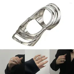 Cluster Rings Punk Hollow Foldable Joint Finger Ring Fashion Wide Wrap Chunky Jewelry Bands Cocktail