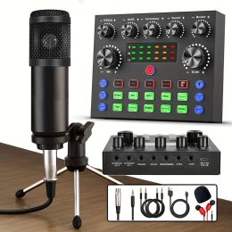 Microphones Desktop Condenser Microphone Bundle with Audio Mixer for Webcast Live Studio Recording Singing Broadcasting