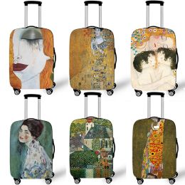 Accessories Gustav Klimt Oil Painting Kiss Luggage Cover for Travel Portrait of Adele BlochBauer Suitcase Cover Anti Dust Protective Covers